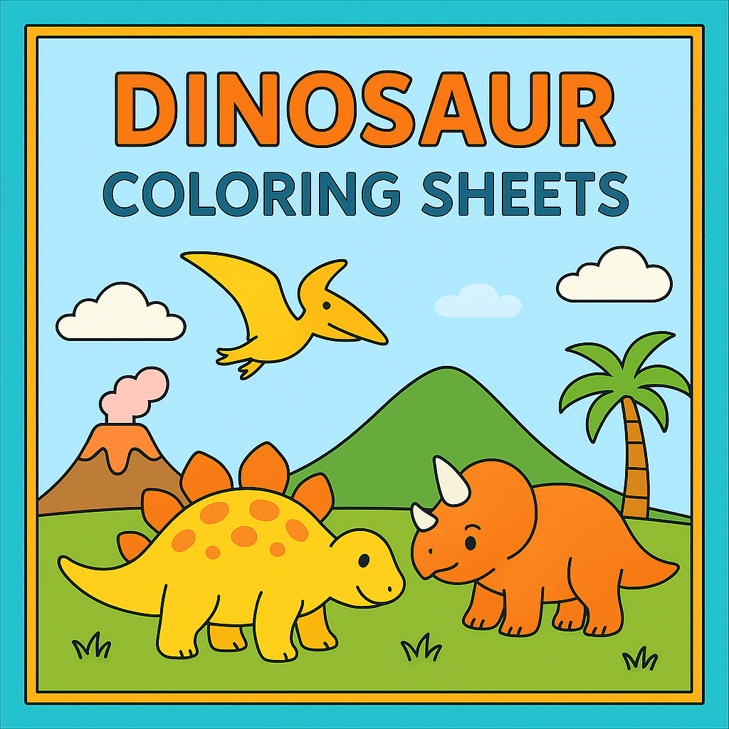 Dinosaur Coloring Printable Sheet [4 Sheets]